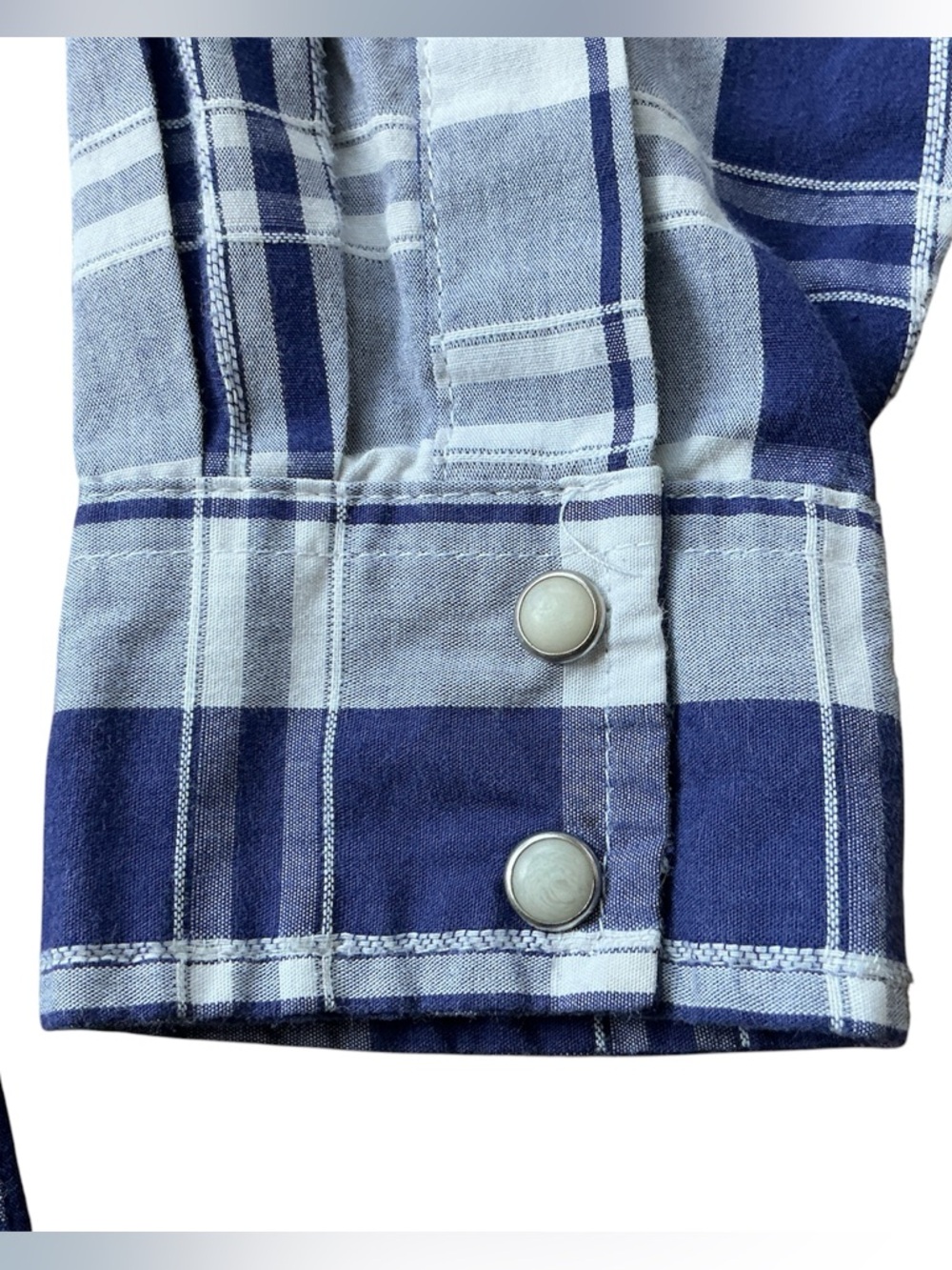 Wrangler Blue Plaid Pearl Snap Shirt Boys Large (10-12) - Picture 5 of 5